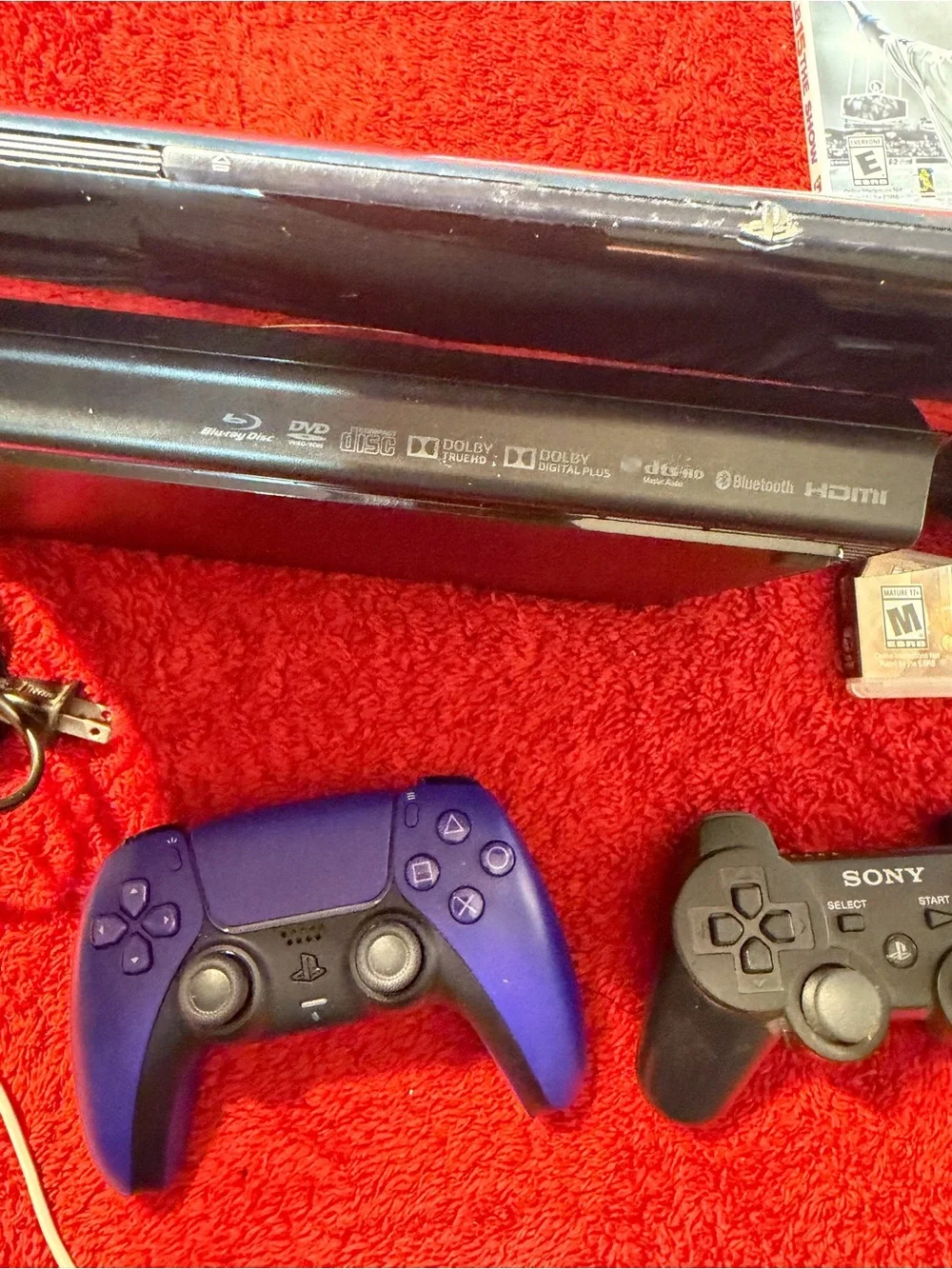 Sony PS3 Slim Console Bundle in Black with Purple Controller